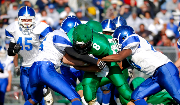 football players mid match