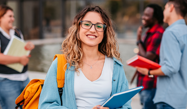 Smiling college student